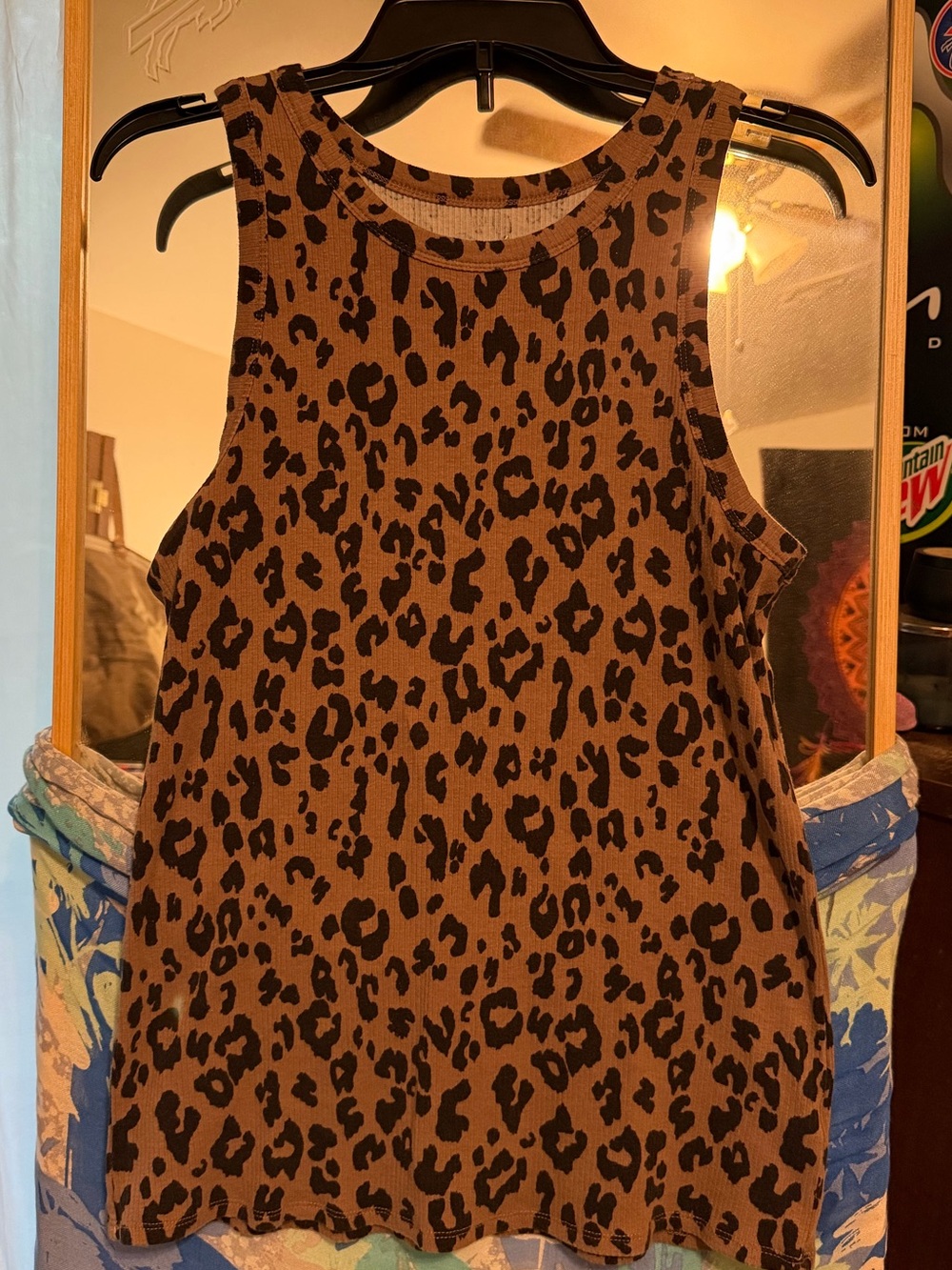 Ribbed Leopard Print Tank Top